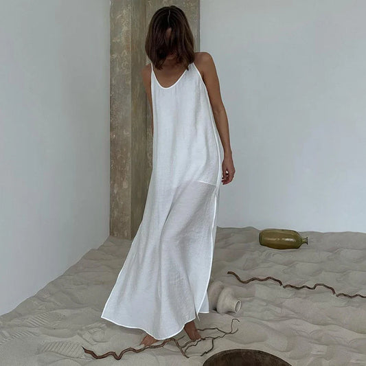 V-Neck Backless Split Maxi Dress