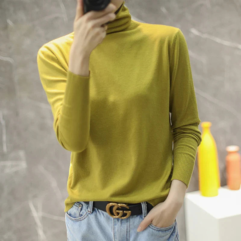 Turtleneck Knit Sweater Long Sleeve Slim Fit Pullover