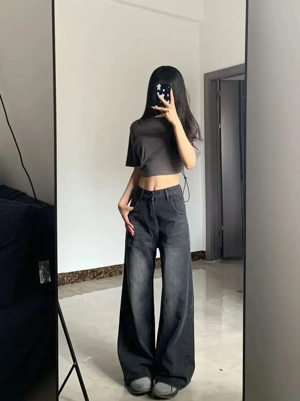 High Waist Loose Straight Wide-Leg Jeans
