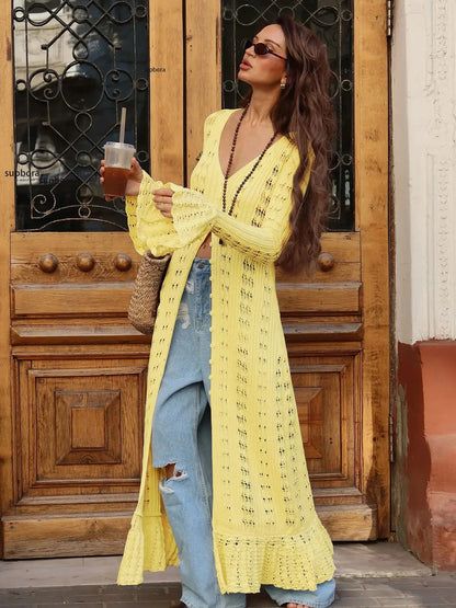 Hollow Breasted Split Maxi Dress