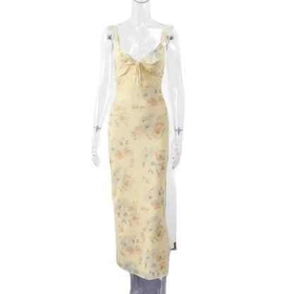 Floral Print Backless Sling Dress