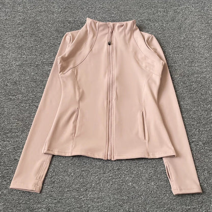 Athletic Slim Fit Quick Drying Zipper Running Jacket Women Dryfit Outer Wear Yoga Training Fitness Jacket with Thumb Hole