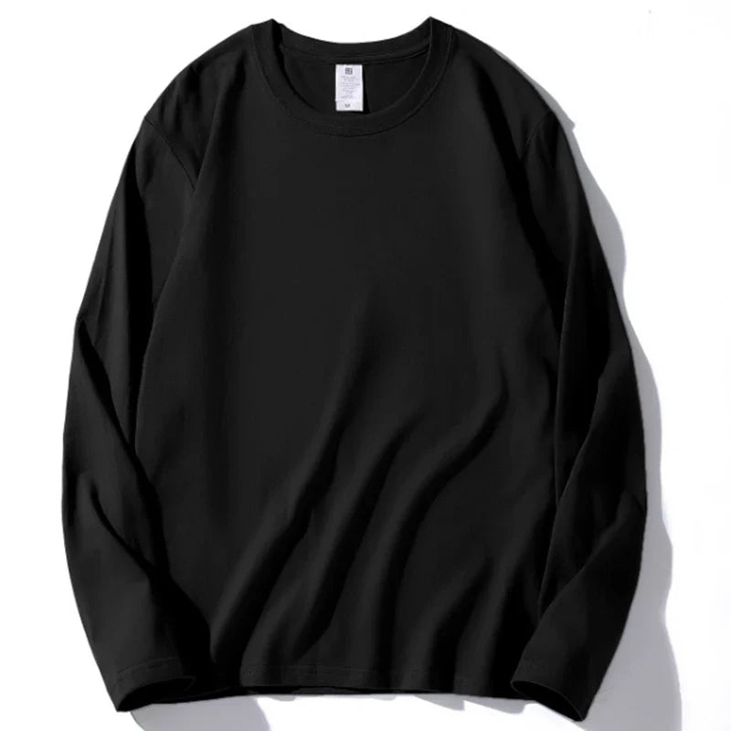 Loose Cotton Long Sleeve Round Neck Tee