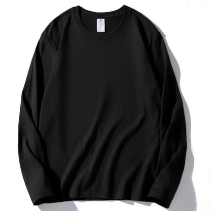 Loose Cotton Long Sleeve Round Neck Tee