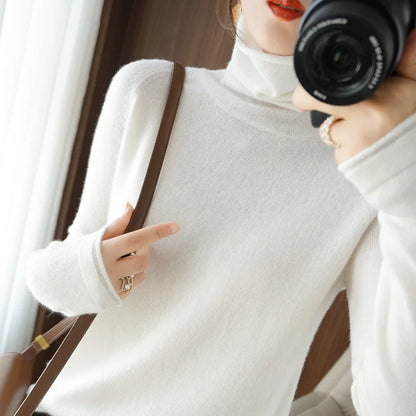 Turtleneck Knit Sweater Long Sleeve Slim Fit Pullover