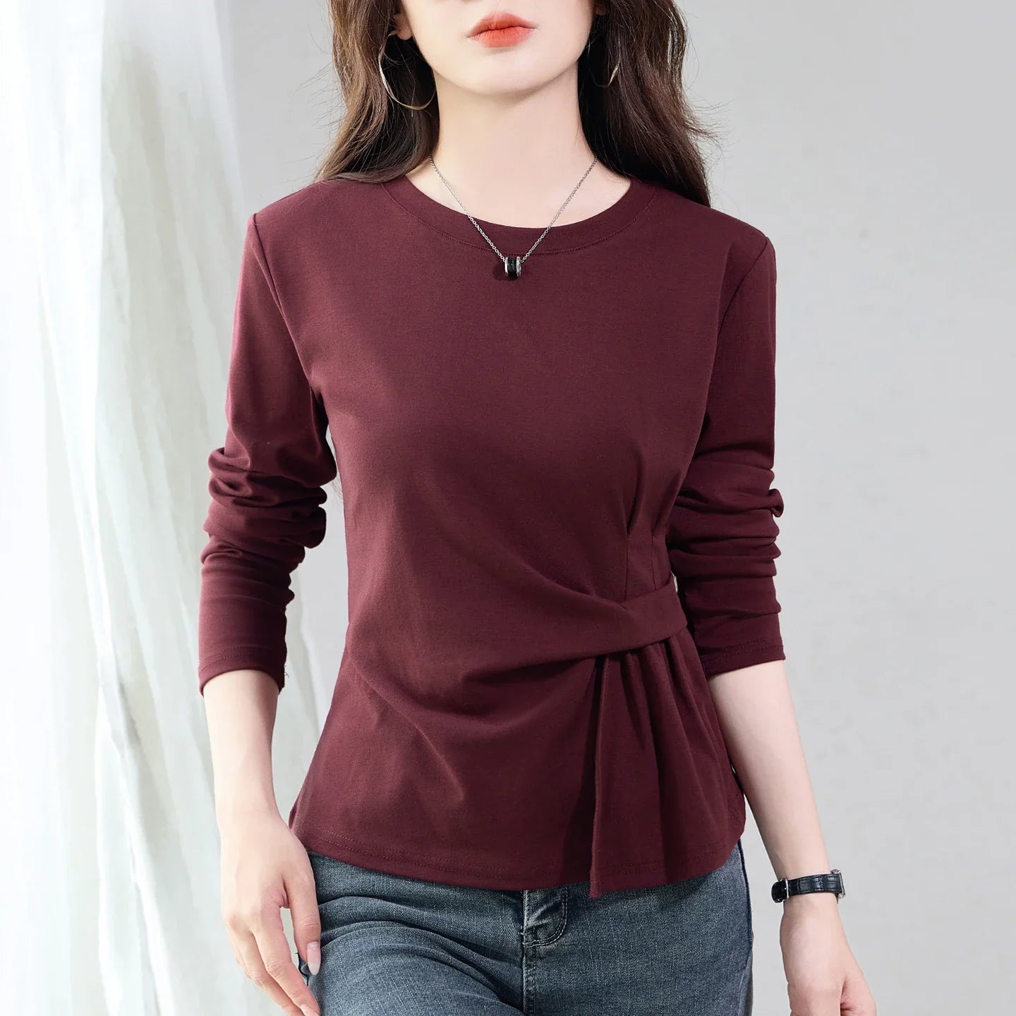 Women's Korean-Style Long-Sleeve T-Shirt