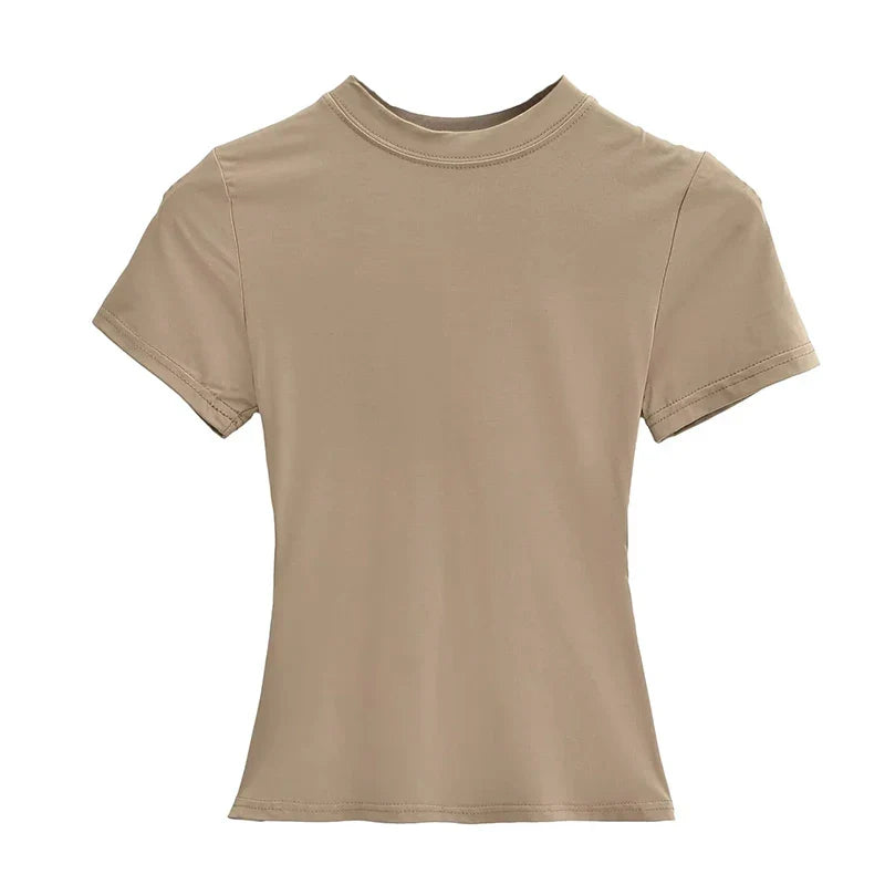 Solid Slim Short Sleeve Crew Neck Tee