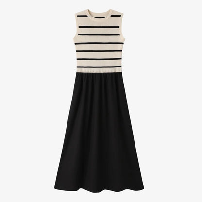 Stripe Knit Cardigan + Sleeveless Maxi Dress Matching Set