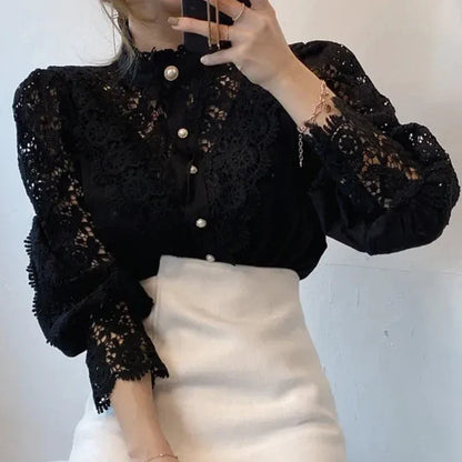 Elegant Lace Hollow Out Blouse
