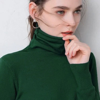 Turtleneck Knit Sweater Long Sleeve Slim Fit Pullover