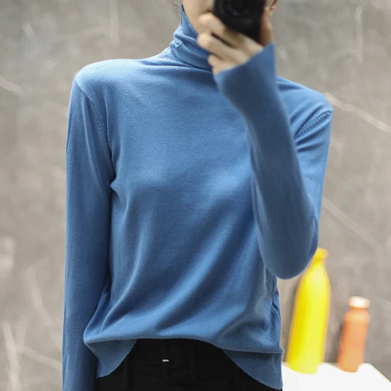Turtleneck Knit Sweater Long Sleeve Slim Fit Pullover