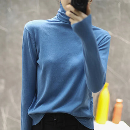 Turtleneck Knit Sweater Long Sleeve Slim Fit Pullover