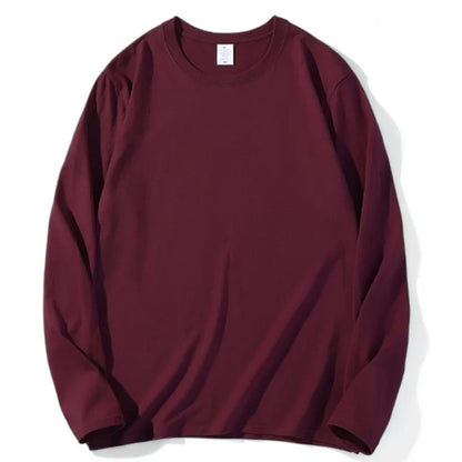 Loose Cotton Long Sleeve Round Neck Tee