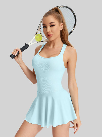 Halter Neck Collar Tennis Dress, Sport Skort Badminton Skirt, Sexy Back Design, For Tennis Matches Club S