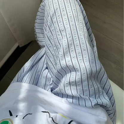 Striped Drawstring Straight Leg Pants