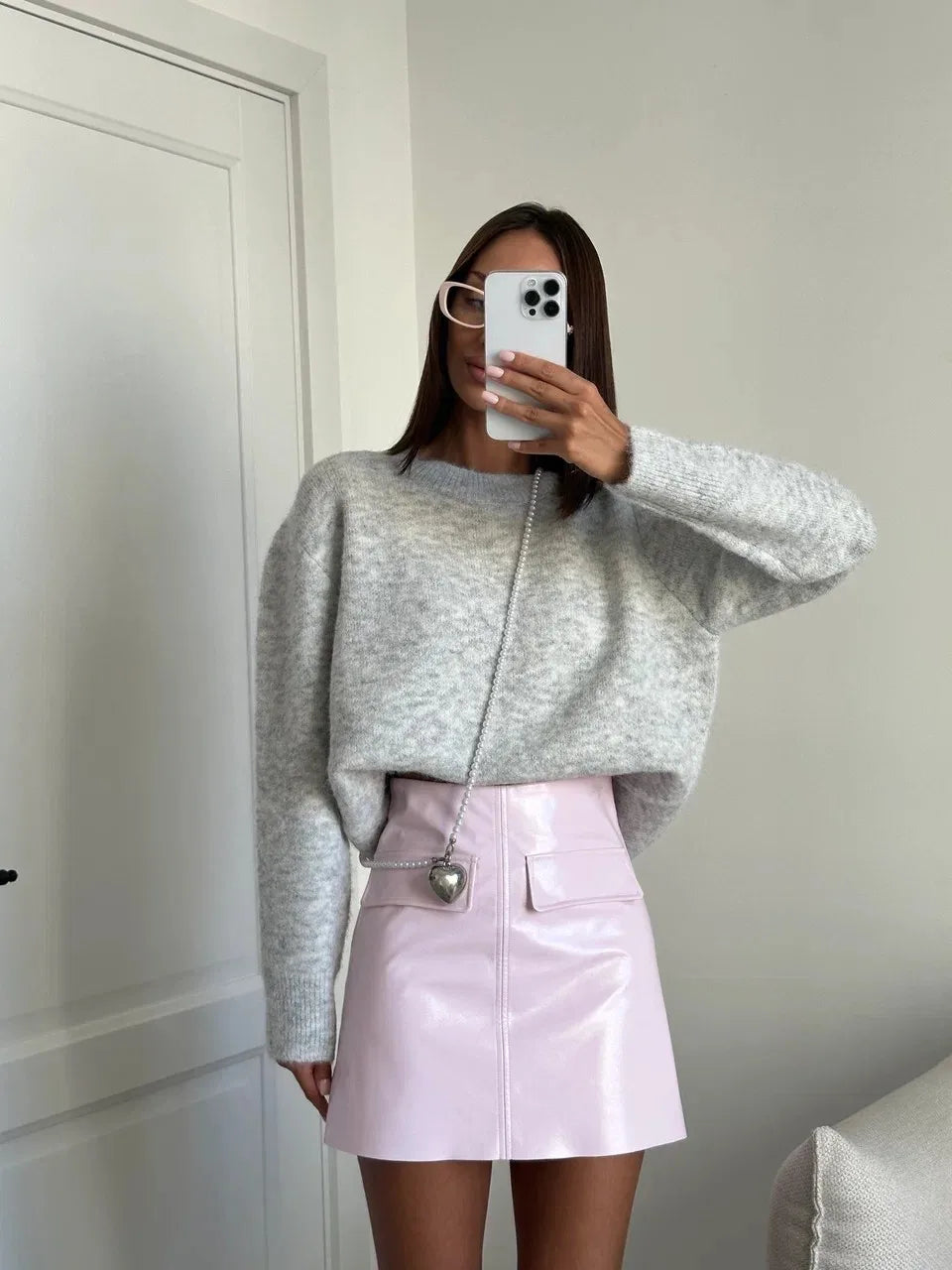 Turtleneck Knit Sweater Loose Fit Long Sleeve Pullover