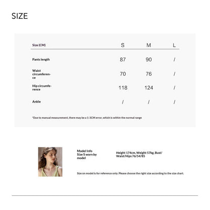 Summer soft and cool wash cotton adjustable middle waist commuting casual nine-point wide-leg pants