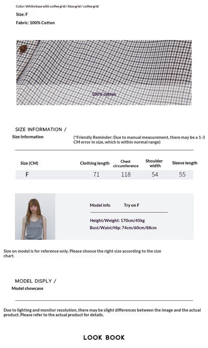 Autumn new casual lapel retro small plaid pure cotton versatile medium and long shirt